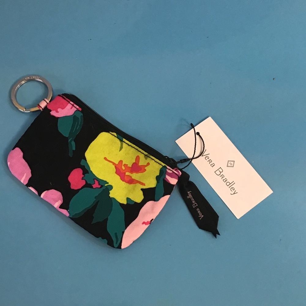 Vera Bradley Pink Floral ID Card Pouch with Key Ring